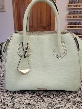 Rebecca Minkoff Leather Mini Perry Satchel Mint Green with Gold Accents